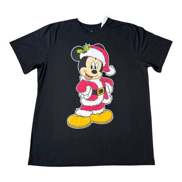 Disney Mickey Mouse Santa Christmas Tee Black XL Holiday Ugly Xmas Shirt NWT - Picture 8 of 8